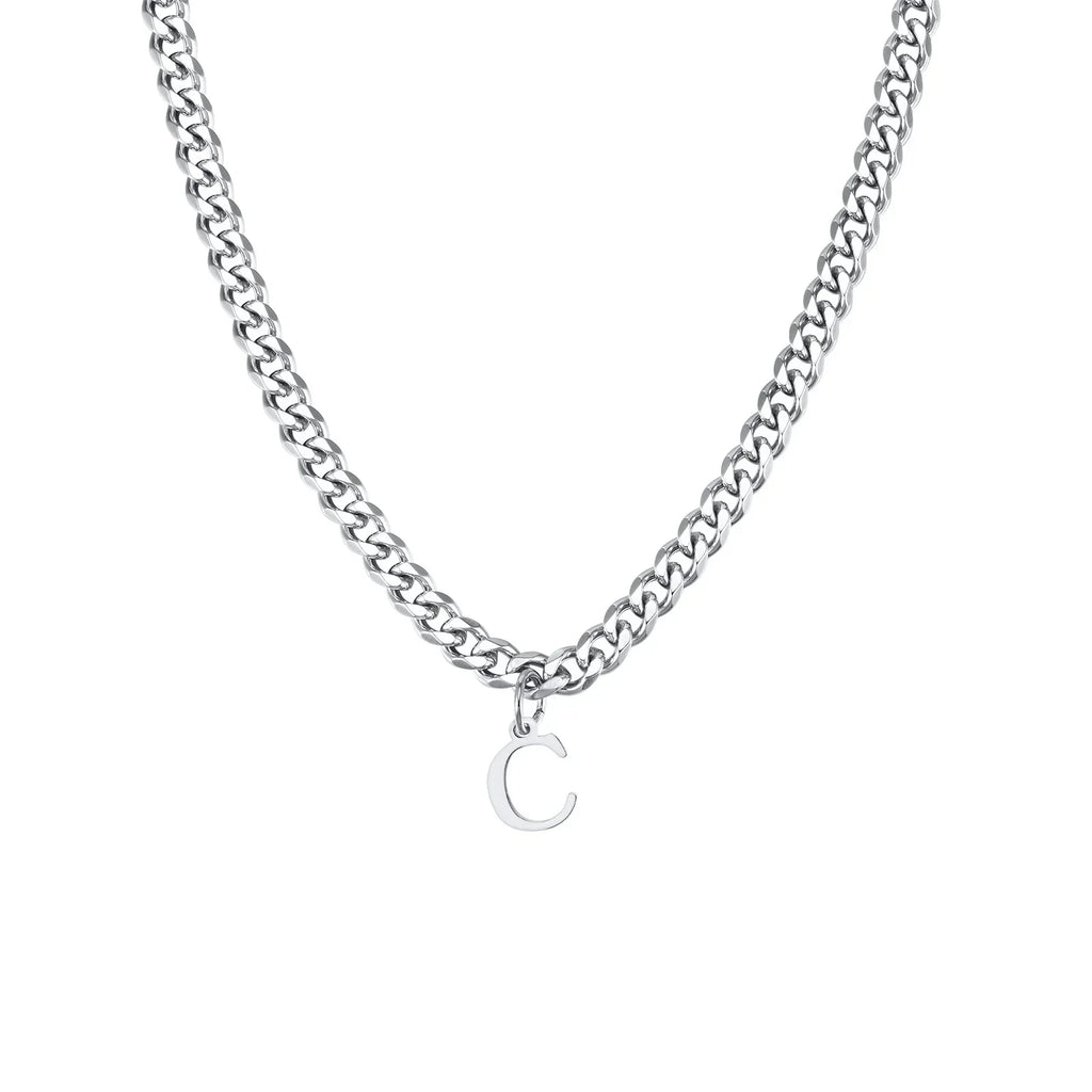 Men's necklace with personalized initial pendant c