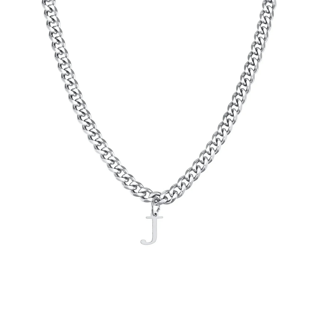 Men's necklace with personalized initial pendant j