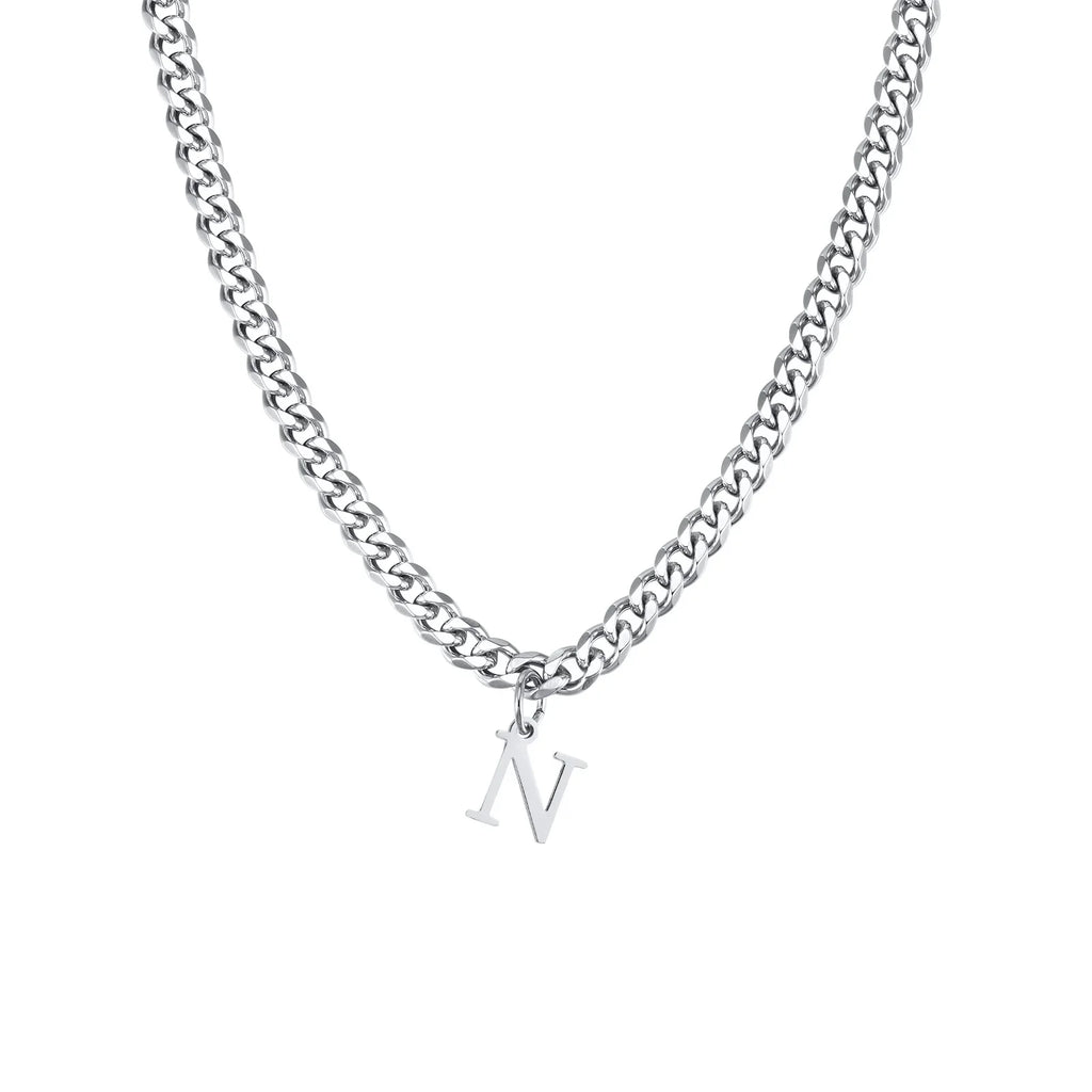 Men's necklace with personalized initial pendant n