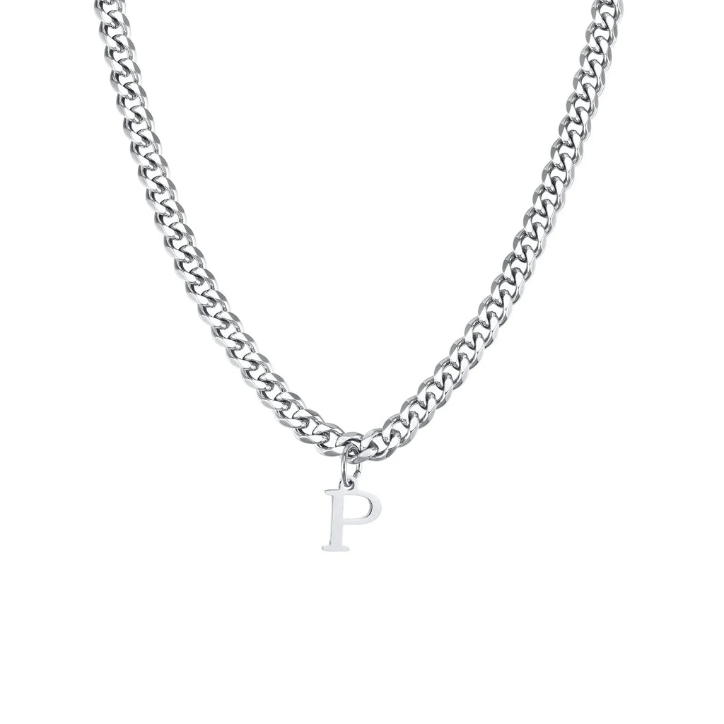 Men's necklace with personalized initial pendant p