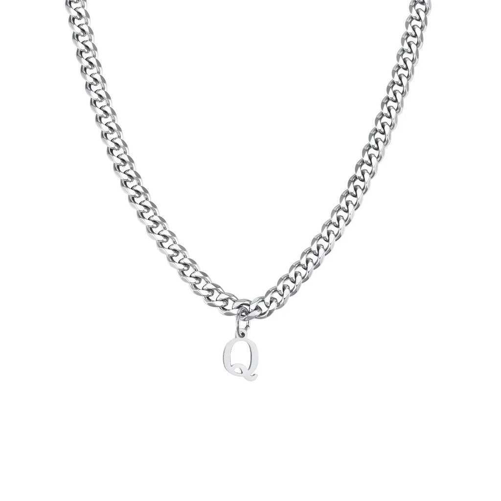 Men's necklace with personalized initial pendant q