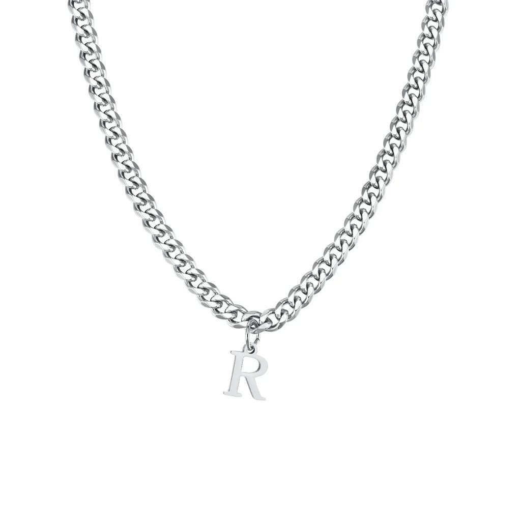 Men's necklace with personalized initial pendant r