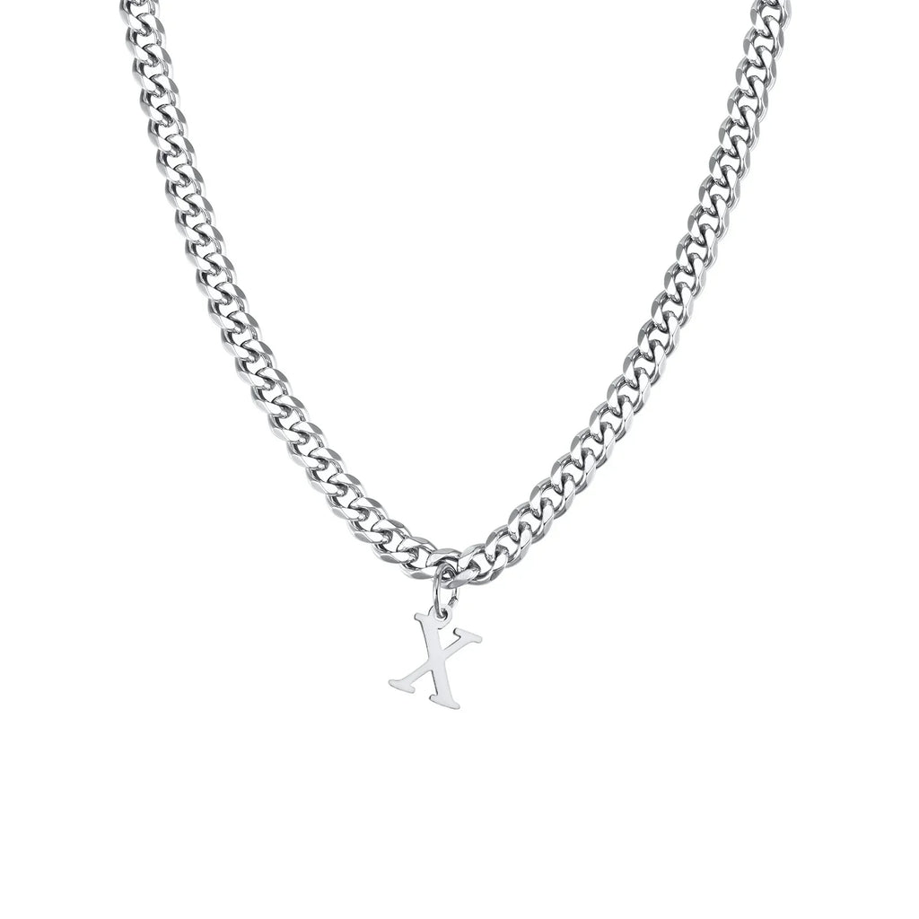 Men's necklace with personalized initial pendant x
