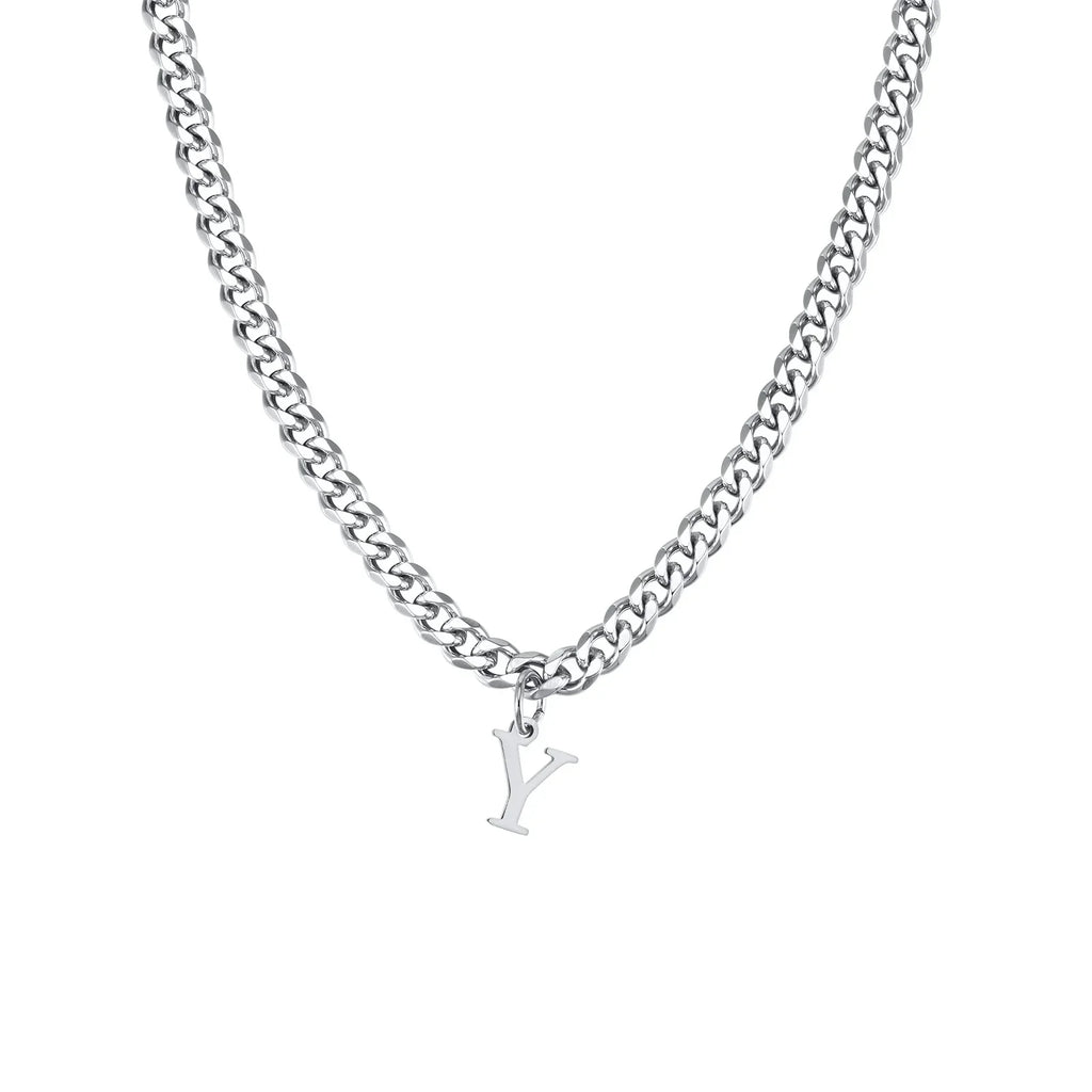 Men's necklace with personalized initial pendant y