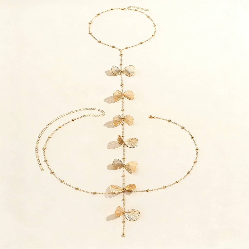 Back necklace with flowers - women’s back chain