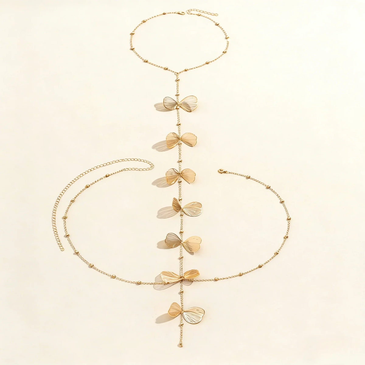 Back necklace with flowers - women’s back chain