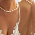 Back necklace with pearls - back chain for women