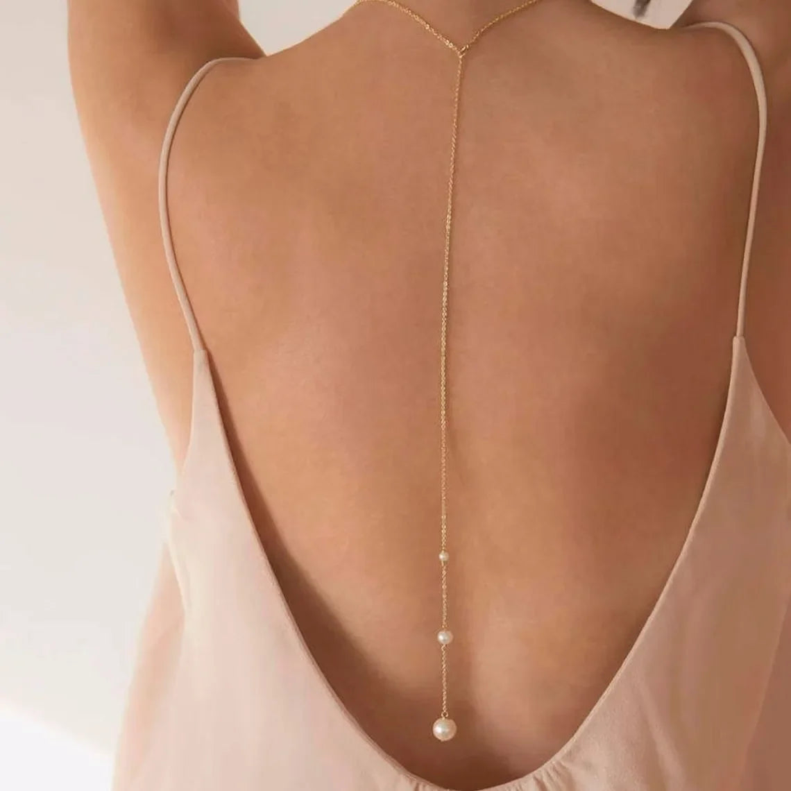 Gold-plated back necklace - women's back chain
