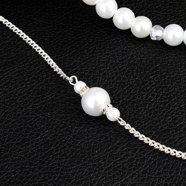 Wedding Back Necklace with Pearls for Women