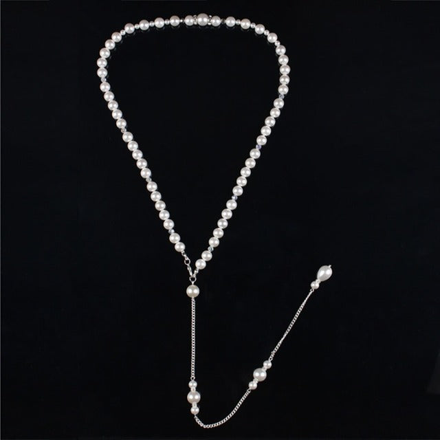 Wedding Back Necklace with Pearls for Women
