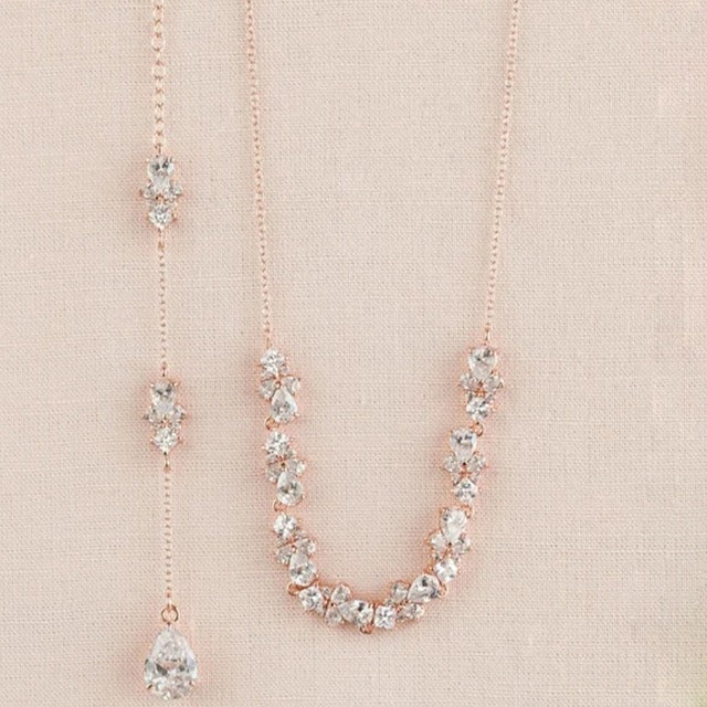 Rose Gold Wedding Back Necklace
