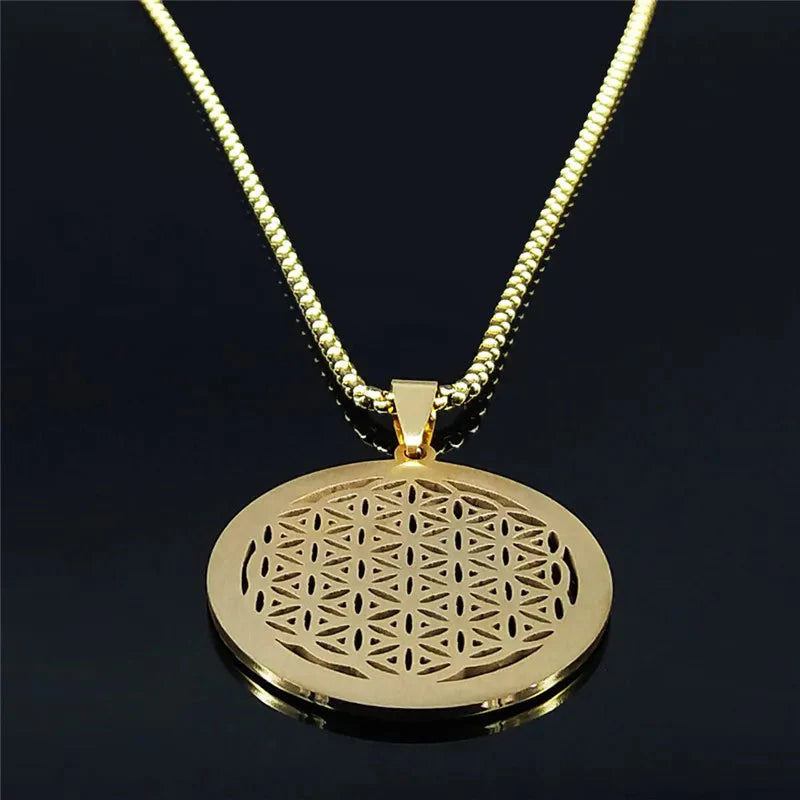Flower of Life Pendant Necklace gold