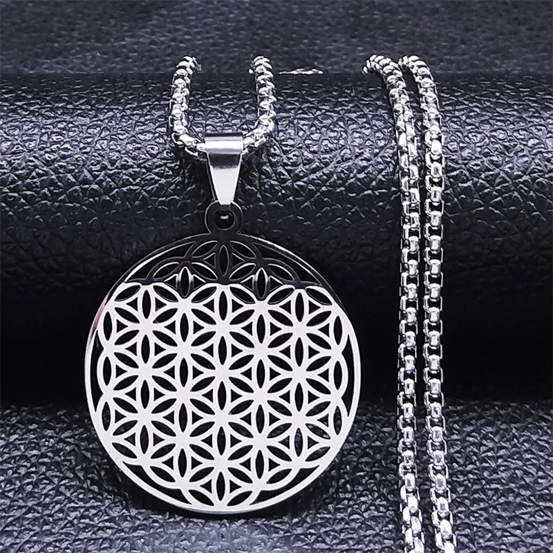 Flower of Life Pendant Necklace Yoga silver