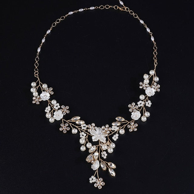 Gold Wedding Flowers Necklace