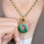 Peace and Blessing Necklace in Hetian Jade