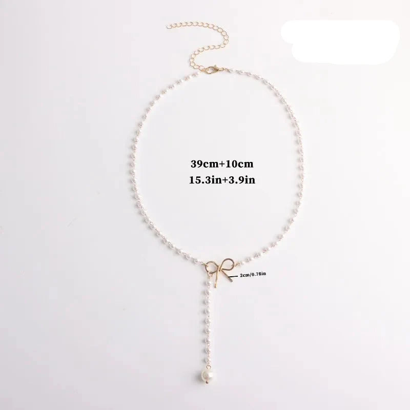 Pearl Necklace with Bow Pendant