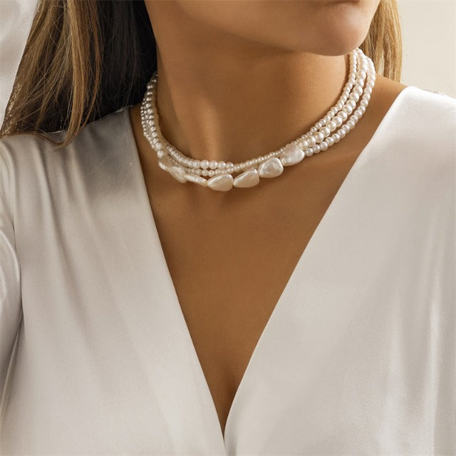 White Pearl Choker Necklace for Women