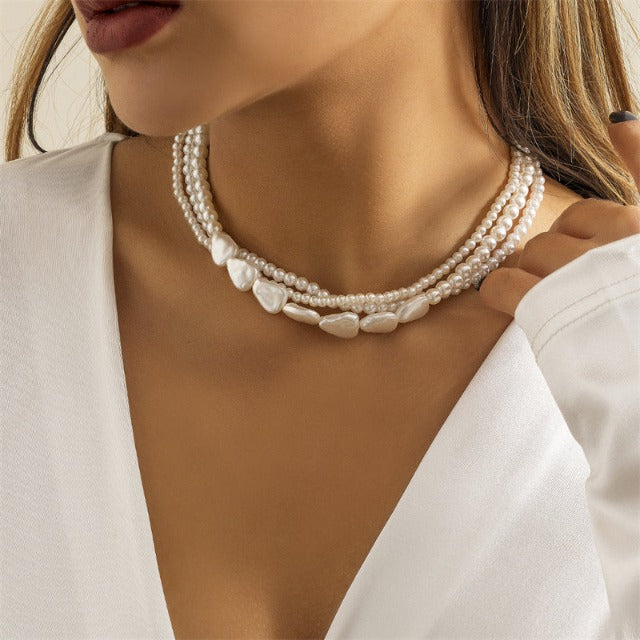 White Pearl Choker Necklace for Women