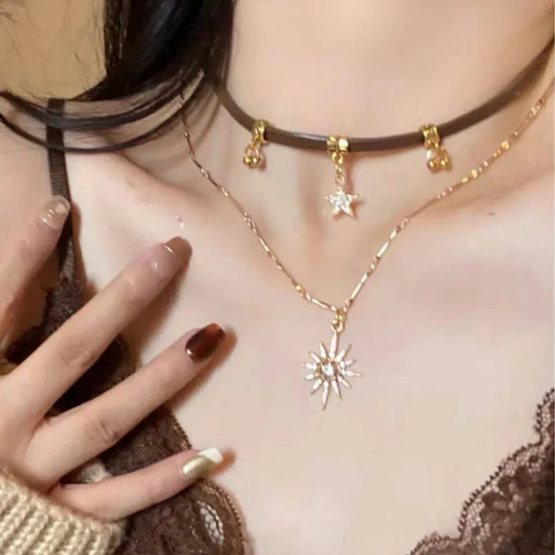 Double Pendant Sun Necklace