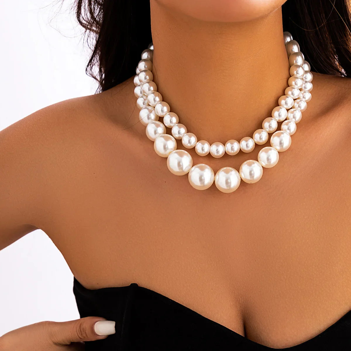 Elegant Double Choker Necklace with Pearls
