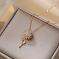 Elegant Necklace with Long Sunflower Pendant