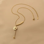 Elegant Long Necklace with Flower Pendant