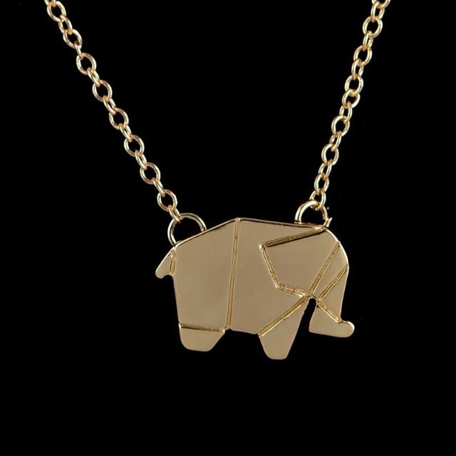Origami Elephant Gold Necklace