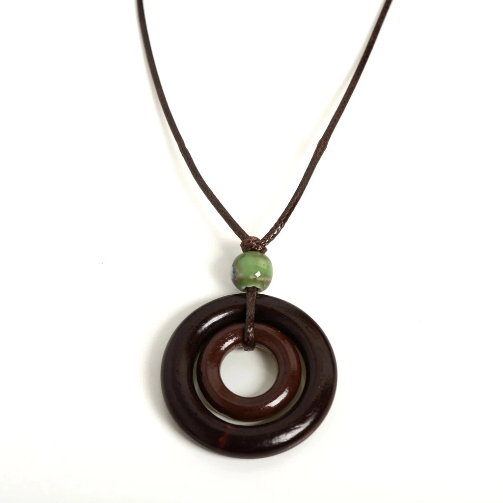 Rope Necklace with Round Pendant for Women