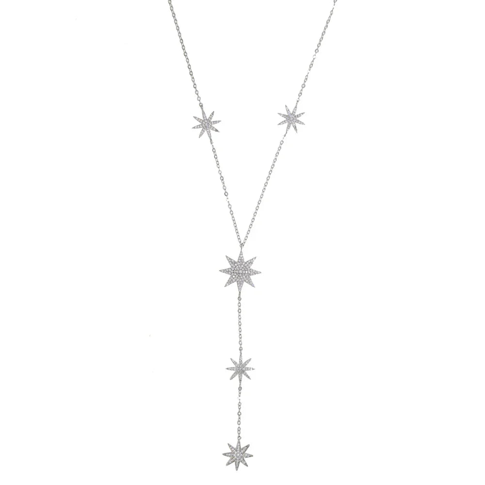 Y necklace - star décolleté chain for women silver