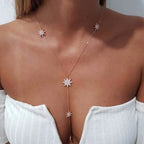 Y necklace - star décolleté chain for women silver