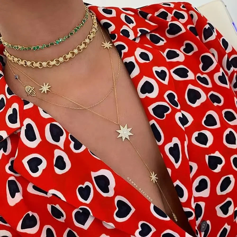 Y necklace - star décolleté chain for women gold