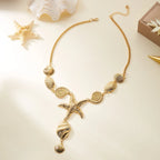 Y-necklace with shell and starfish