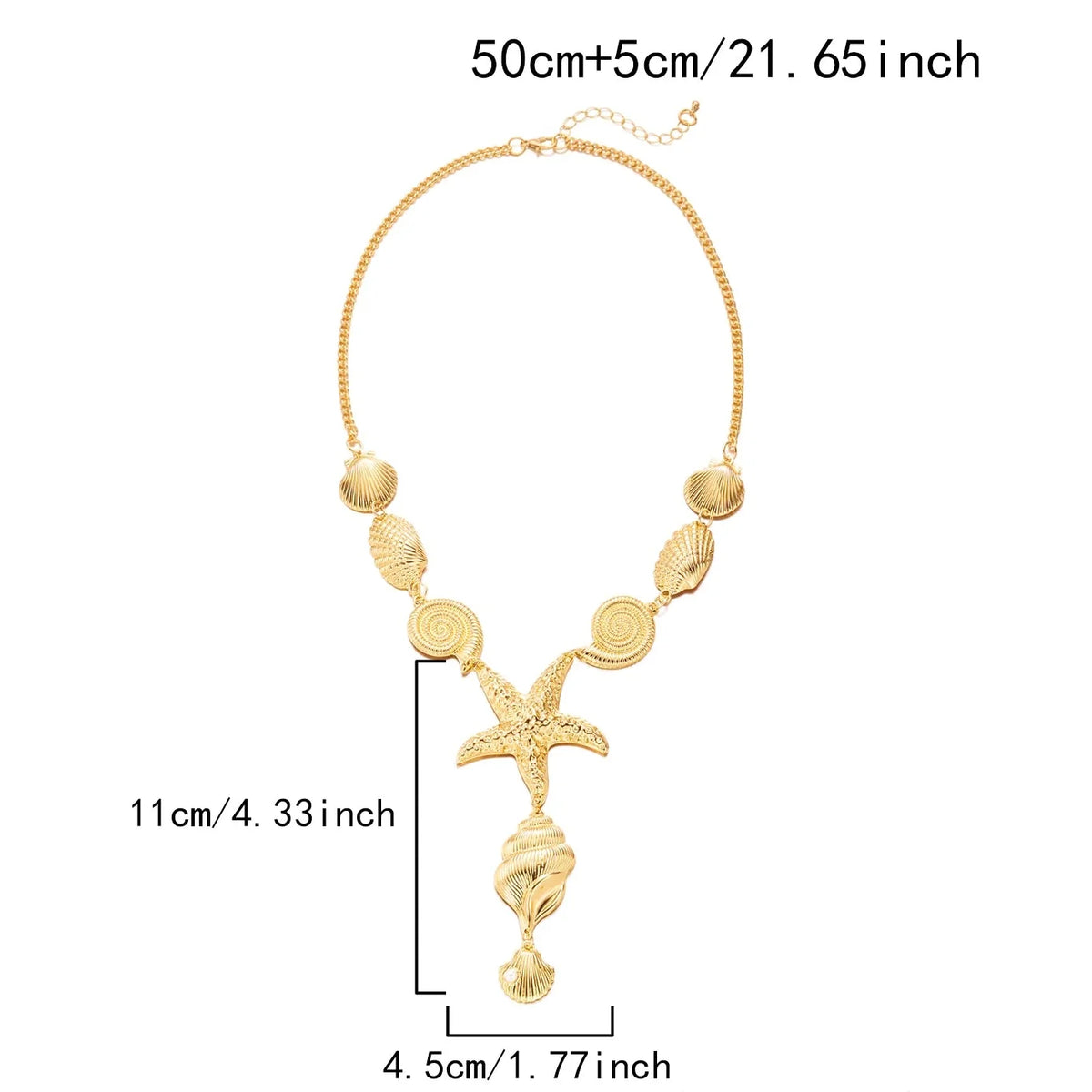 Y-necklace with shell and starfish