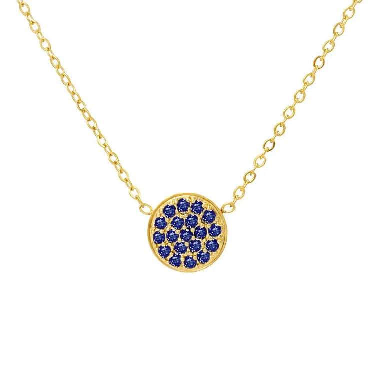 Necklace and pendant with small round birthstone September
