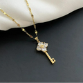 Necklace with key pendant with rhinestones