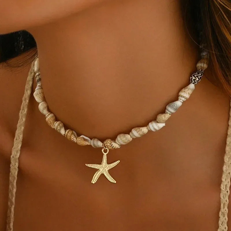 Shell and starfish necklace and pendant