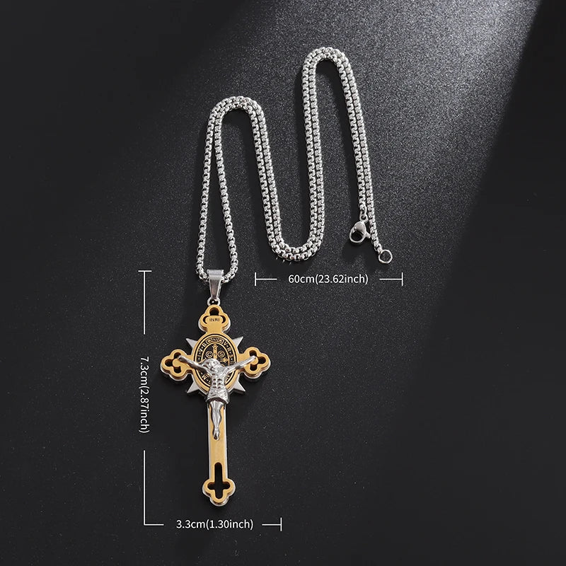 Necklace and Pendant Saint Benedict Jesus Cross