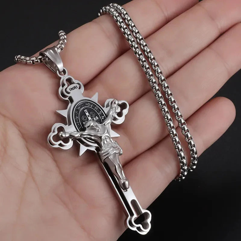 Necklace and Pendant Saint Benedict Jesus Cross style B