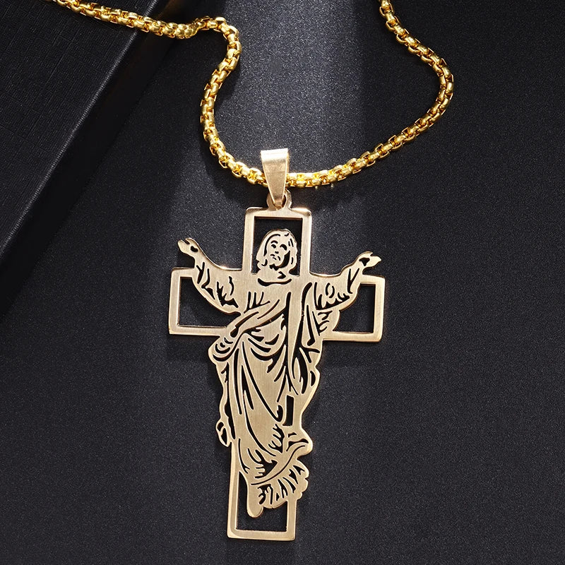 Necklace and Pendant Saint Benedict Jesus Cross style D