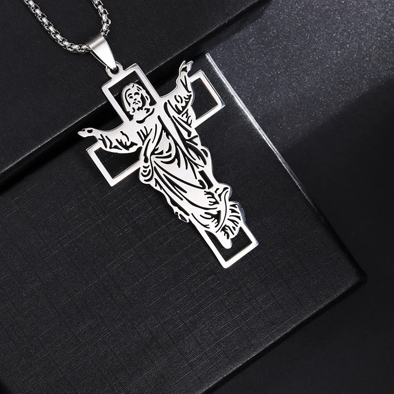 Necklace and Pendant Saint Benedict Jesus Cross style E