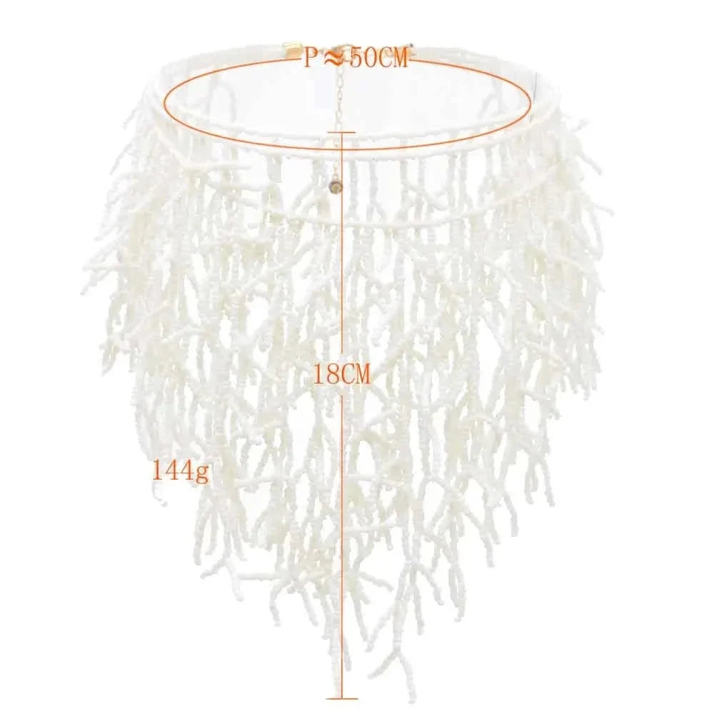 Coral white bib necklace and pendant