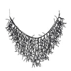 Coral black bib necklace and pendant