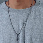 Silver-tone feather necklace and pendant