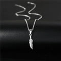 Silver-tone feather necklace and pendant