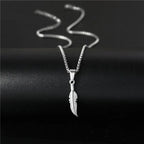 Silver-tone feather necklace and pendant