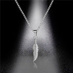 Silver-tone feather necklace and pendant