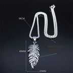 Stainless steel feather necklace and pendant