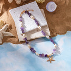 Women's shell pendant necklace in purple