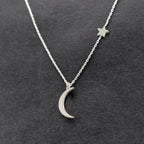 Silver Star & Moon Necklace