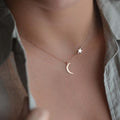 Gold Star & Moon Necklace